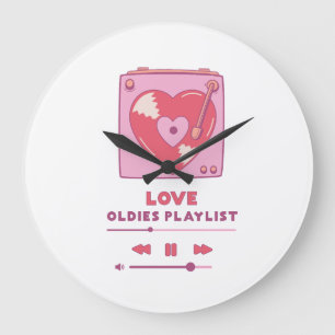 Valentine Love Oldies Playlist Large Clock