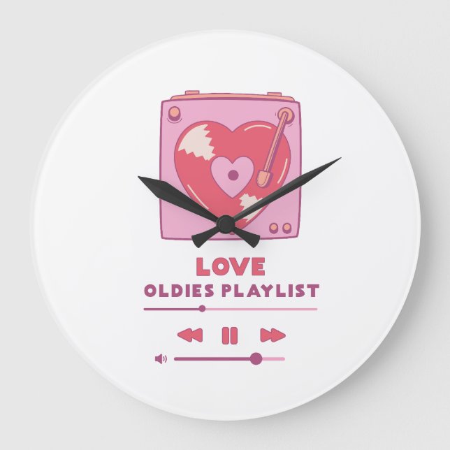 Valentine Love Oldies Playlist Large Clock (Front)