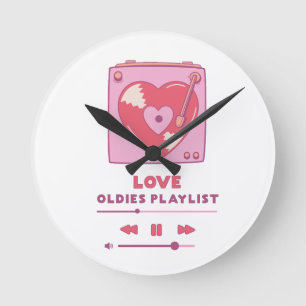Valentine Love Oldies Playlist Round Clock
