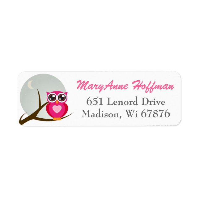 Valentine Love Owl Return Address Labels (Front)