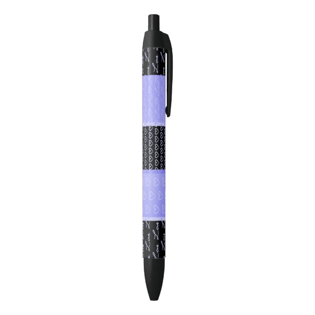 Valentine Love Patterns Purple Black Ink Pen (Bottom (Vertical))