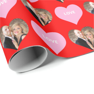 Valentine Love Photo Template Cute Hearts Wrapping Paper