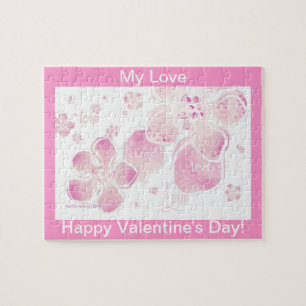 Valentine Love Pink Blossoms Puzzle (Personalise)