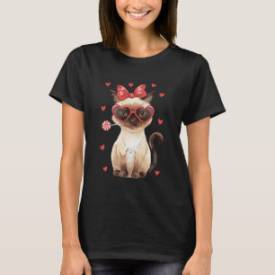 Valentine Love Siamese Cat Lover Licking Lollipop T-Shirt