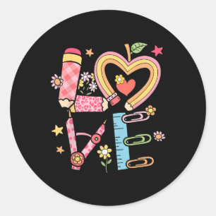 Valentine Love Teachers Women Coquette Love Heart  Classic Round Sticker