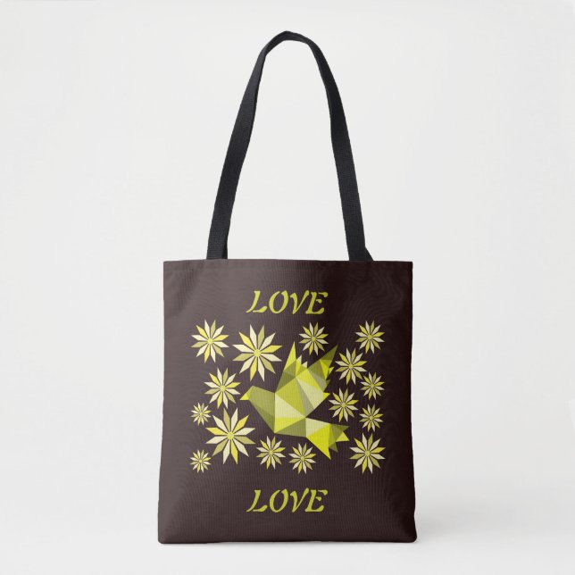 VALENTINE LOVE Tote with creative bird with flower (Front)