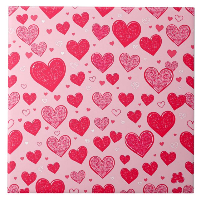 Valentine Love-Valentine Hearts Ceramic Tile (Front)