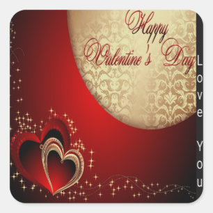 Valentine Love You Heart Square Sticker
