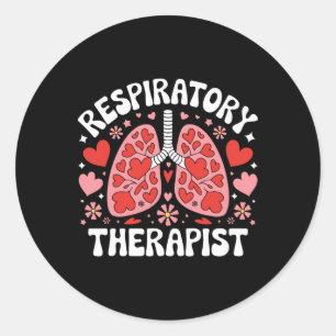 Valentine Lung Hearts Respiratory Therapist Pulmon Classic Round Sticker