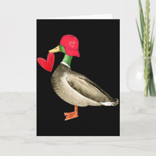 Valentine Mallard Duck Retro Groovy Hearts Valenti Card