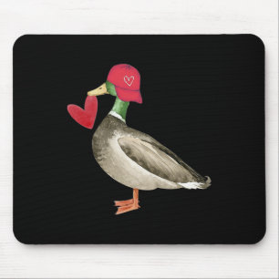 Valentine Mallard Duck Retro Groovy Hearts Valenti Mouse Pad