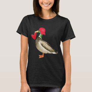Valentine Mallard Duck Retro Groovy Hearts Valenti T-Shirt