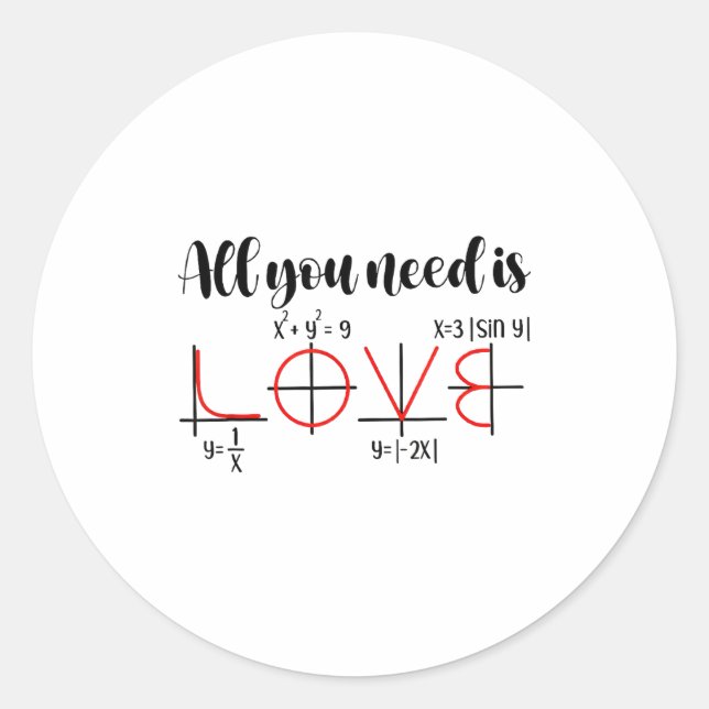 Valentine Math Humor For Teachers Students  Classic Round Sticker (Front)