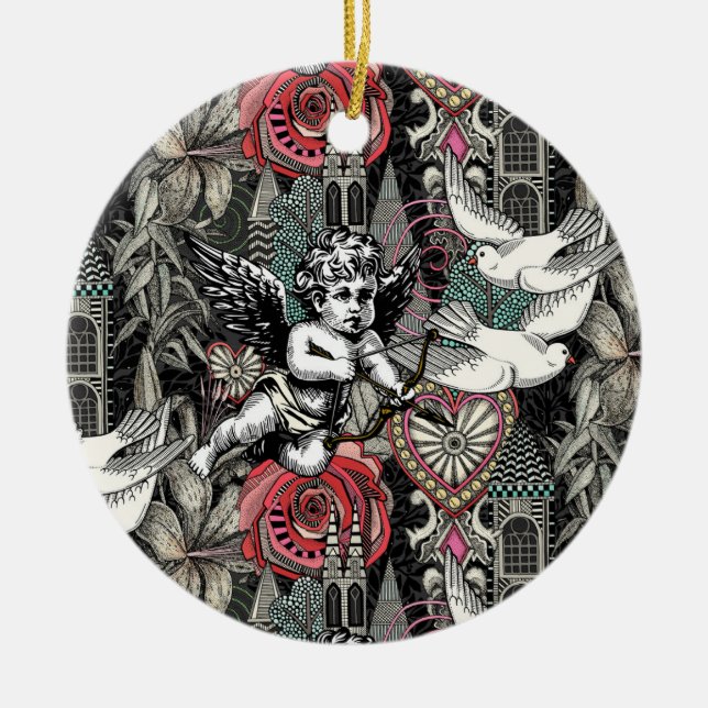 valentine maximalism col dark ceramic ornament (Front)