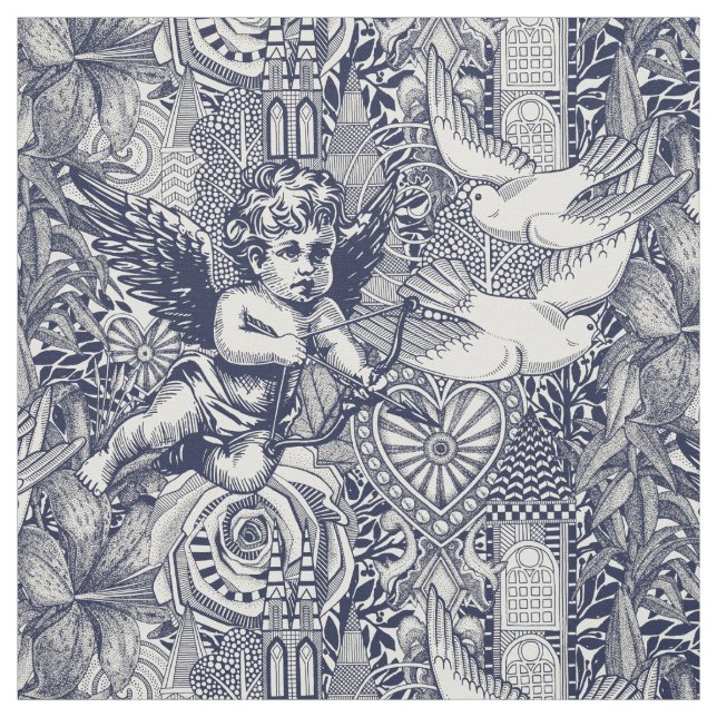 valentine maximalism navy blue pearl fabric (Swatch)