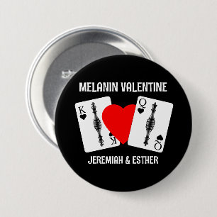 Valentine MELANIN QUEEN KING PLAYING CARDS Couples 7.5 Cm Round Badge