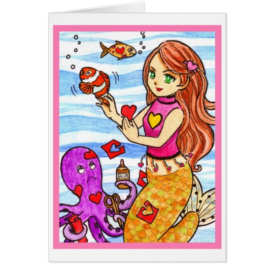 Valentine mermaid card
