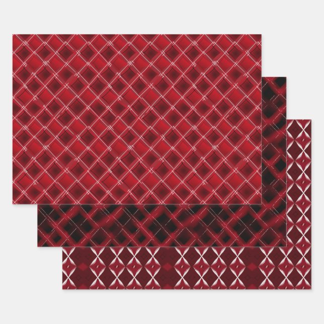 Valentine Modern Argyle Pattern Set No3 Wrapping Paper Sheet (Set)