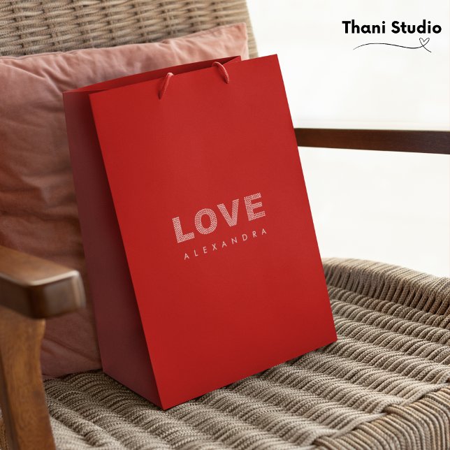 Valentine Modern Red Simple Elegant Typography  Medium Gift Bag (Creator Uploaded)