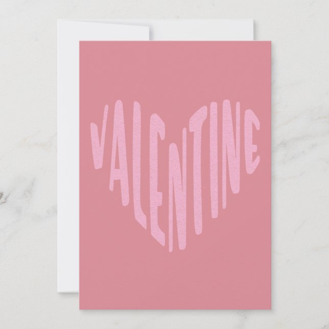 Valentine Modern Typography Pink Heart  Holiday Card (Front)