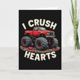 Valentine Monster Truck I Crush Hearts Toddler Boy Card