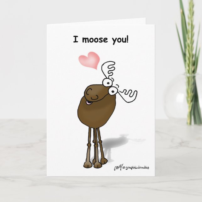 Valentine Moose Holiday Card (Front)