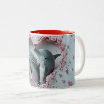Valentine Mum & Baby Dolphins 3D Mug Wrap