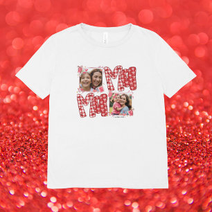 Valentine Mummy and Child Red Plaid Hearts T-Shirt
