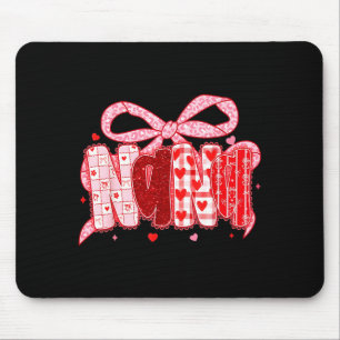 Valentine Nana Coquette Pink Bow Floral Mom Women Mouse Pad
