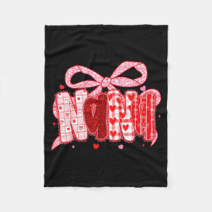 Valentine Nana Coquette Pink Bow Floral Mum Women Fleece Blanket