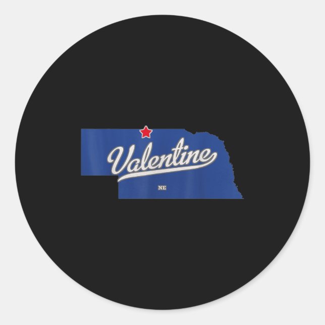 Valentine Nebraska Ne Map  Classic Round Sticker (Front)