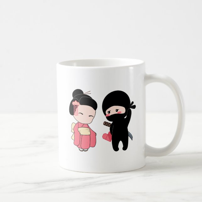 Valentine Ninja and Geisha Coffee Mug (Right)