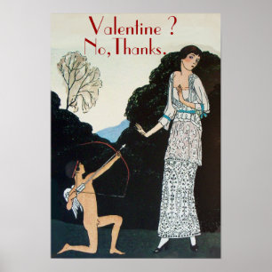 VALENTINE ? NO,THANKS /RETRO ANTI VALENTINE'S DAY POSTER