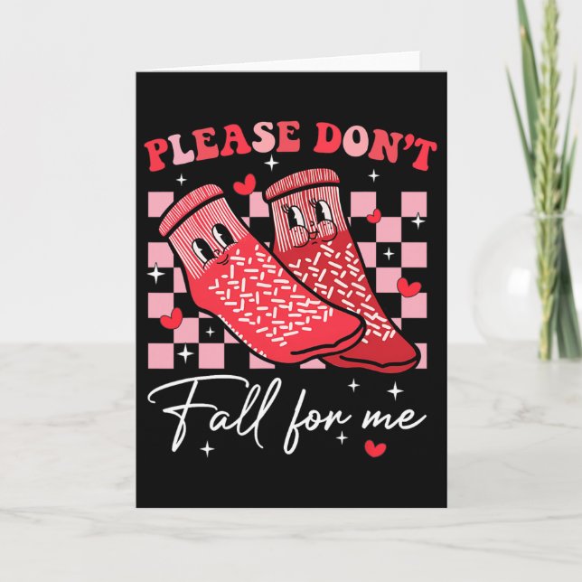 Valentine Nurse Dont Fall For Me Non Slip Socks Pc Card (Front)