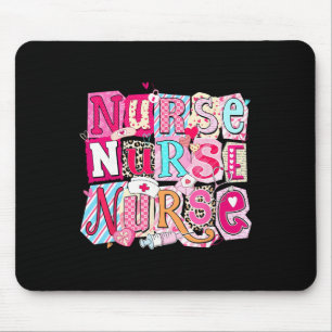 Valentine Nurse Note Love Hearts Stethoscope Girl Mouse Pad