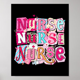 Valentine Nurse Note Love Hearts Stethoscope Girl Poster