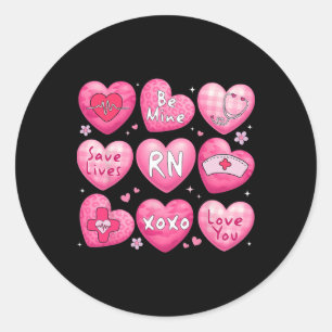 Valentine Nurse Rn Conversation Hearts Xoxo Save L Classic Round Sticker