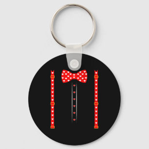 Valentine Outfit Red Hearts Bow Tie Valentines Day Key Ring