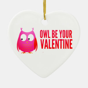 Valentine Owl Custom Ceramic Ornament