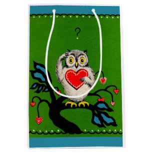 Valentine owl print medium gift bag