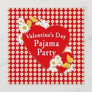 Valentine Pajama Party Daisy Invitation