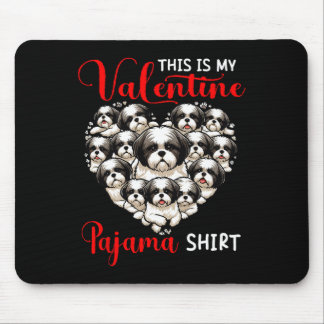 Valentine Pajama Shirt Group Shih Tzus In Heart Sh Mouse Pad