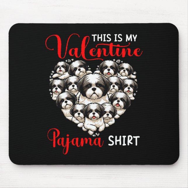 Valentine Pajama Shirt Group Shih Tzus In Heart Sh Mouse Pad (Front)