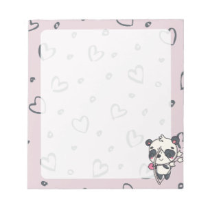 Valentine Panda with Hearts Notepad