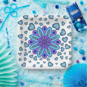 VALENTINE PAPER PLATE WITH FLOWER HEARTS