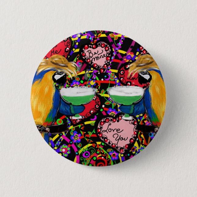 Valentine Parrots 6 Cm Round Badge (Front)