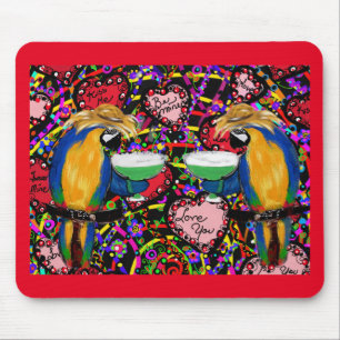Valentine Parrots Mouse Pad