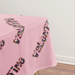 Valentine Party Cute Hearts Typography Pink Tablecloth