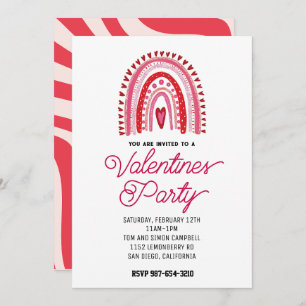 valentine party invitation pink and red