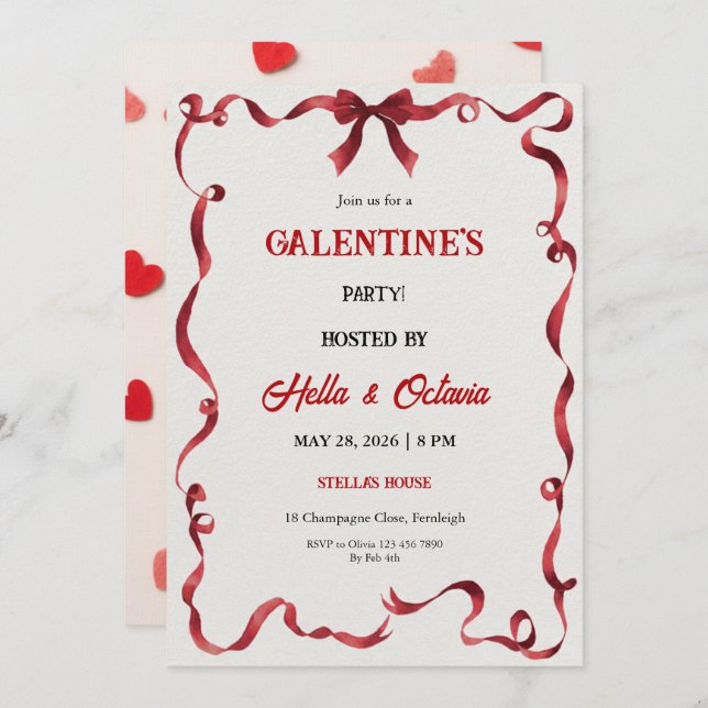 Valentine Party Invitation Printable (Front/Back)